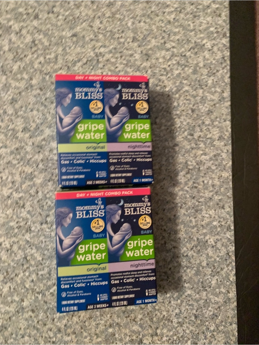 2 Mommy's Bliss Gripe Water Original Day Night Combo 2 pack Babies Gas, Colic 4/